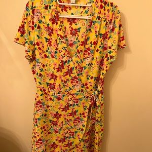 Floral Yellow J Crew Wrap Dress Size 10